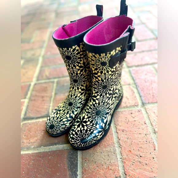 Capelli Rain Boots Rubber Calf Waterproof Pink Lining Sz 7 - Picture 1 of 10